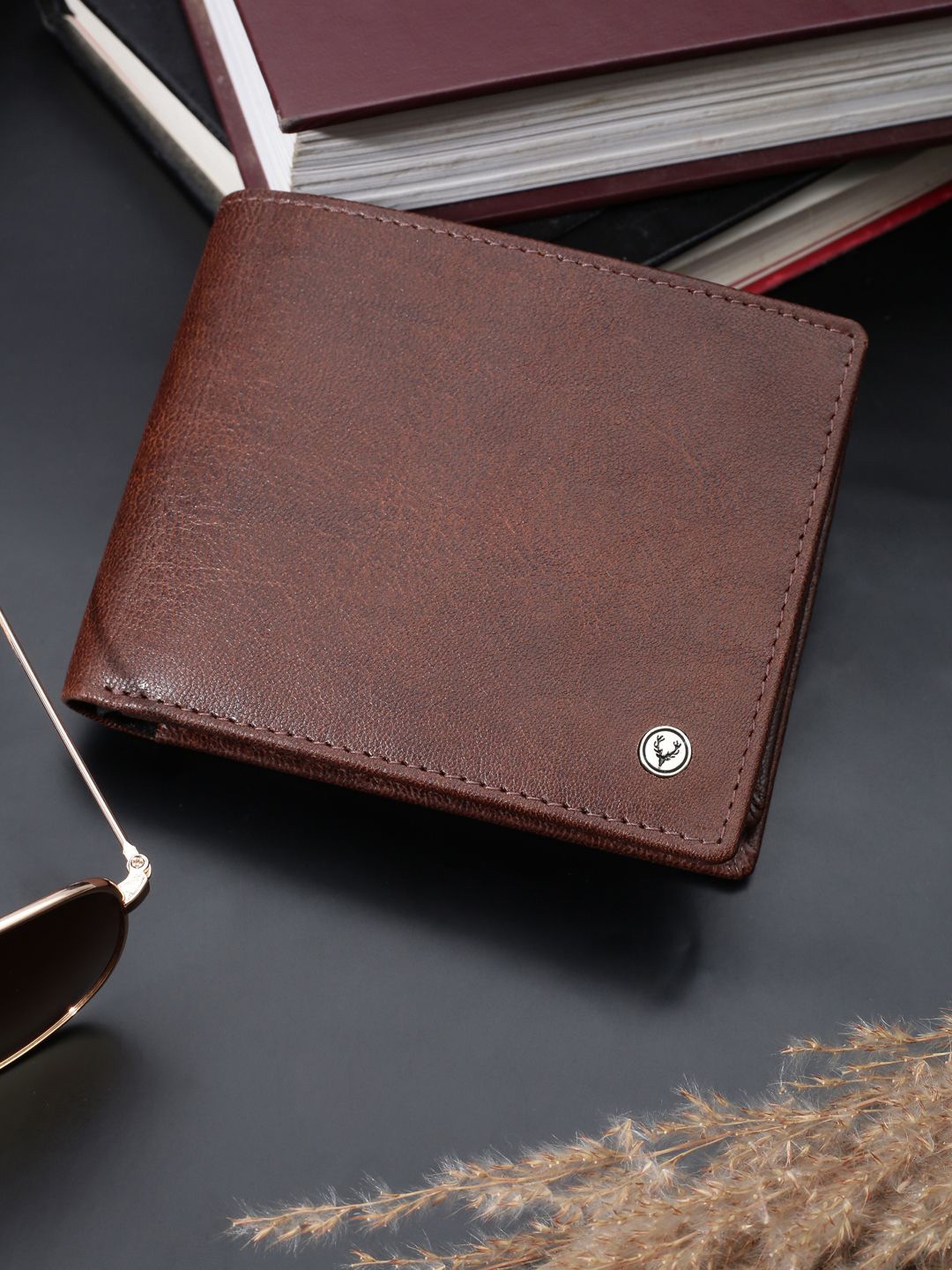 

Allen Solly Men Leather Two Fold Wallet, Brown