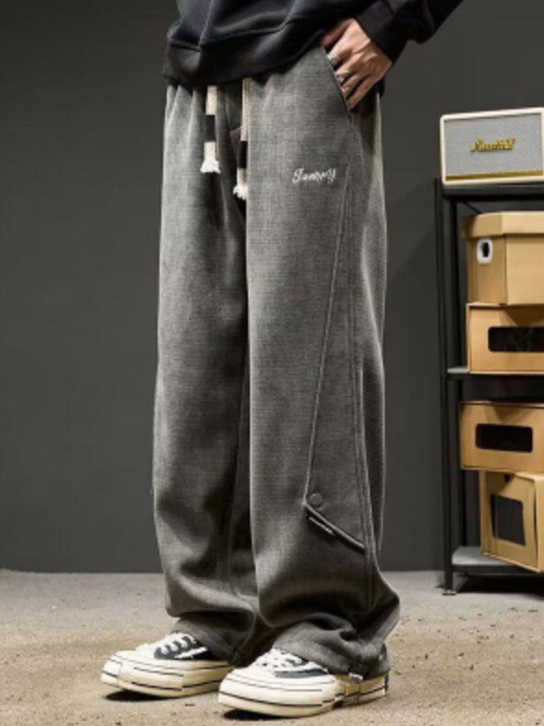 

StyleCast Men Loose Fit Trousers, Grey