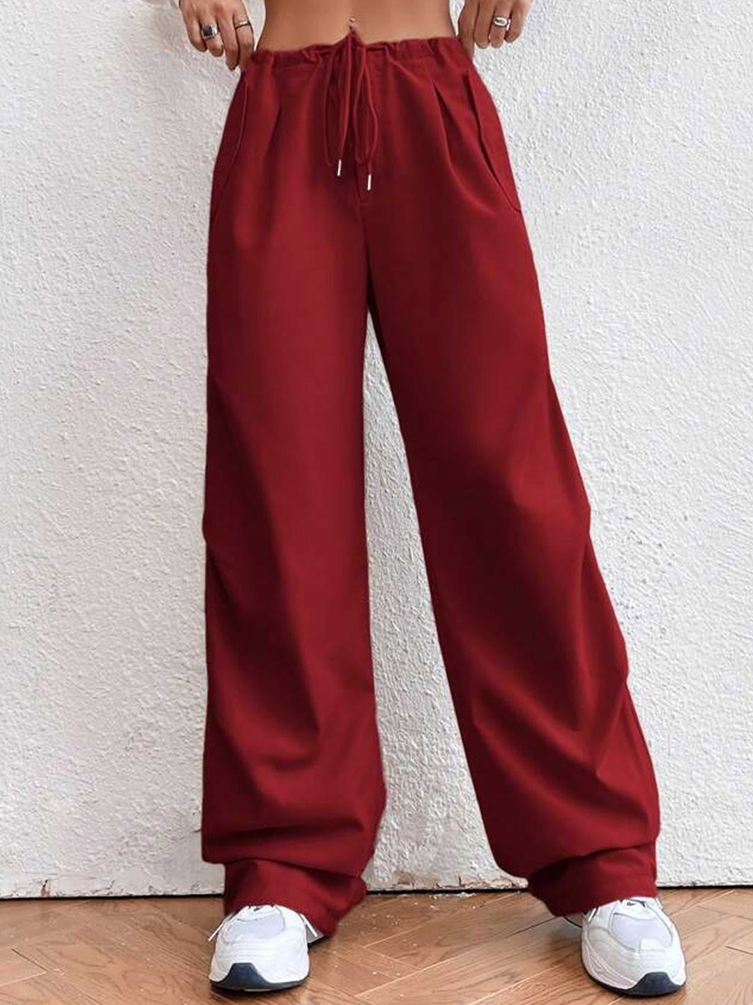 

TABADTOD Women Relaxed Loose Fit Trousers, Maroon