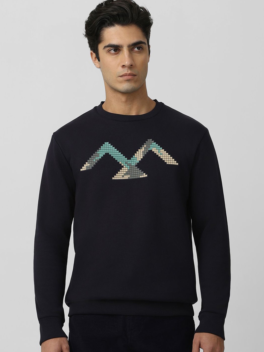 

Mufti Men Printed Pullover Sweatshirt, Navy blue