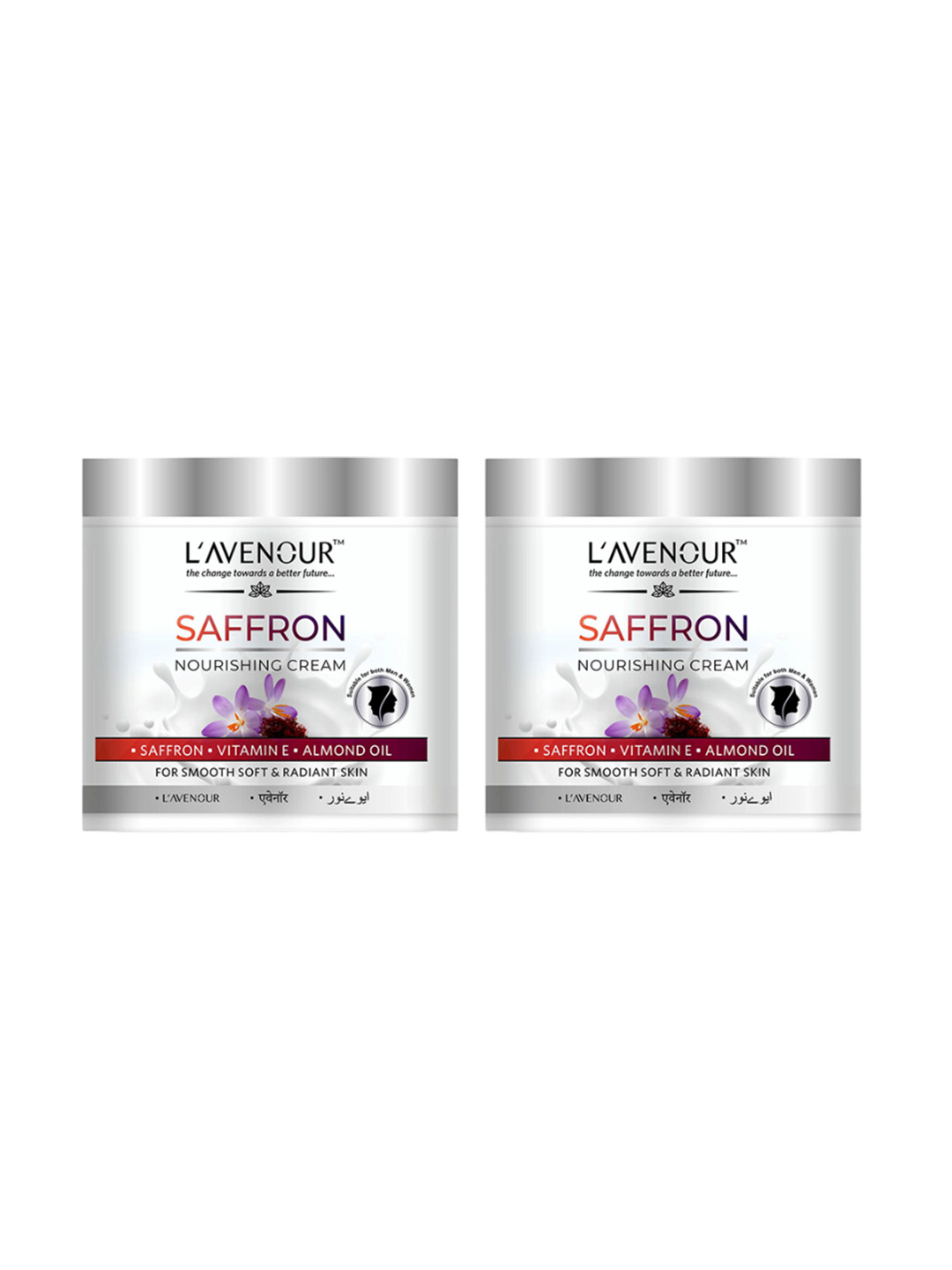 

L'AVENOUR Set Of 2 Saffron Nourishing Cream With Vitamin E For Soft Skin - 100 ml Each, White