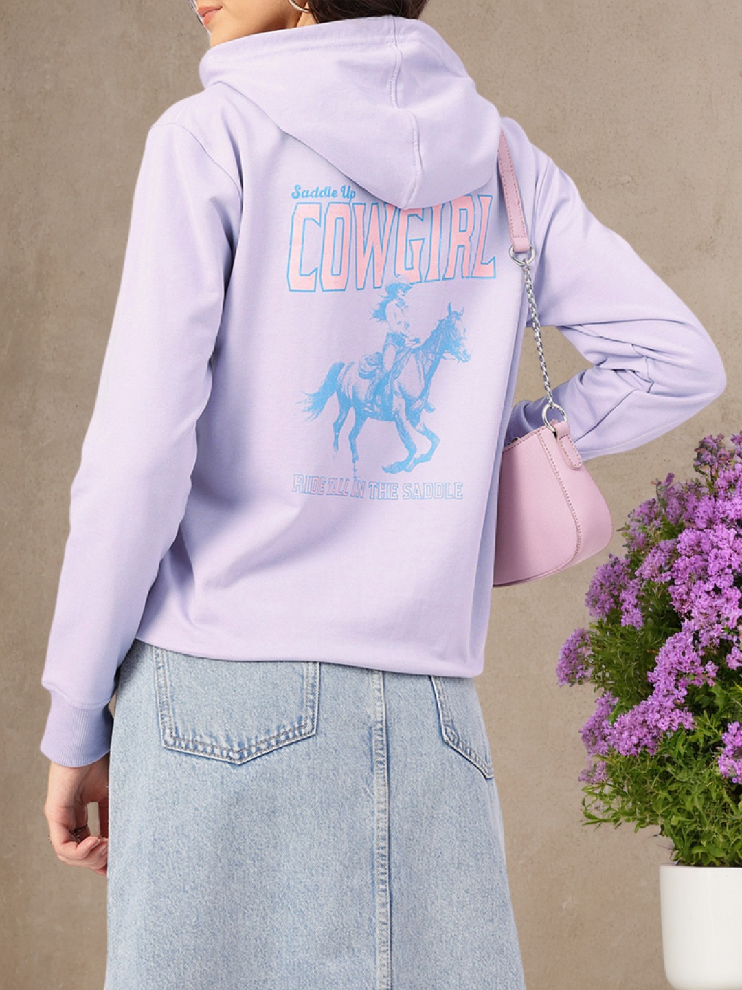

DressBerry Chill & Classy Hooded Printed Sweatshirt, Lavender