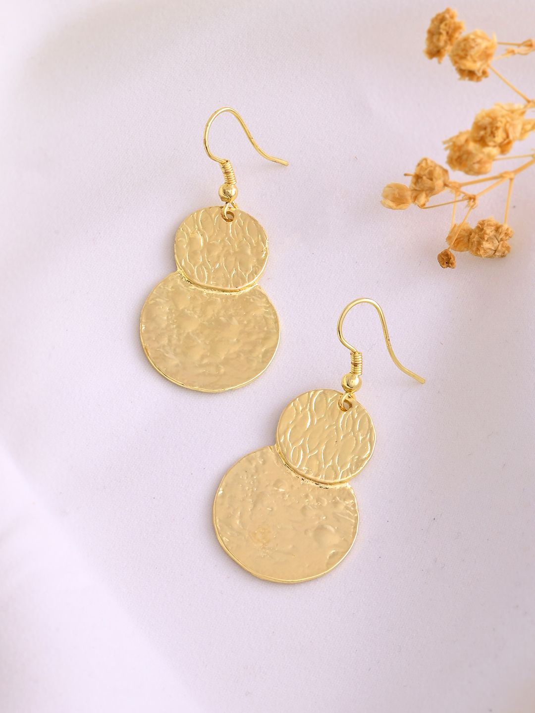 

RICHEERA Gold-Plated Contemporary Drop Earrings