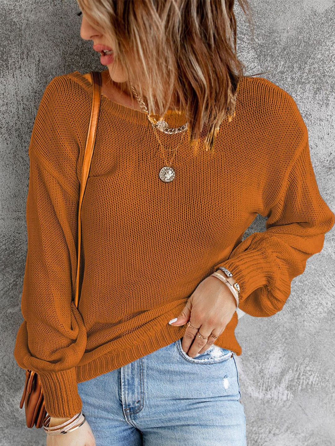 

StyleCast Women Round Neck Pullover, Rust