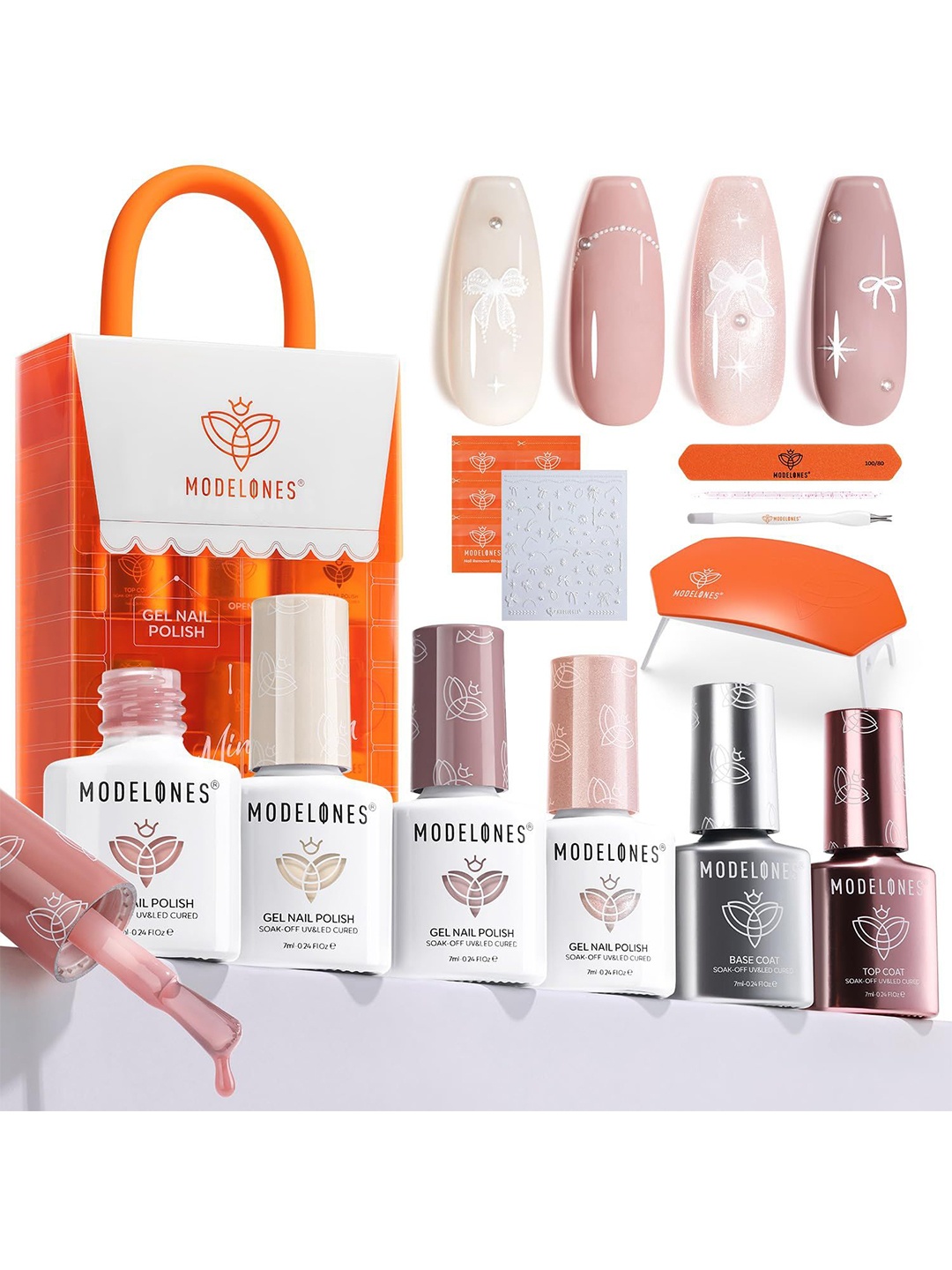 

Modelones Set Of 4 Soak Off UV & LED Gel Nail Polish - 7 ml Each-2145-1898-2423-1321, Nude