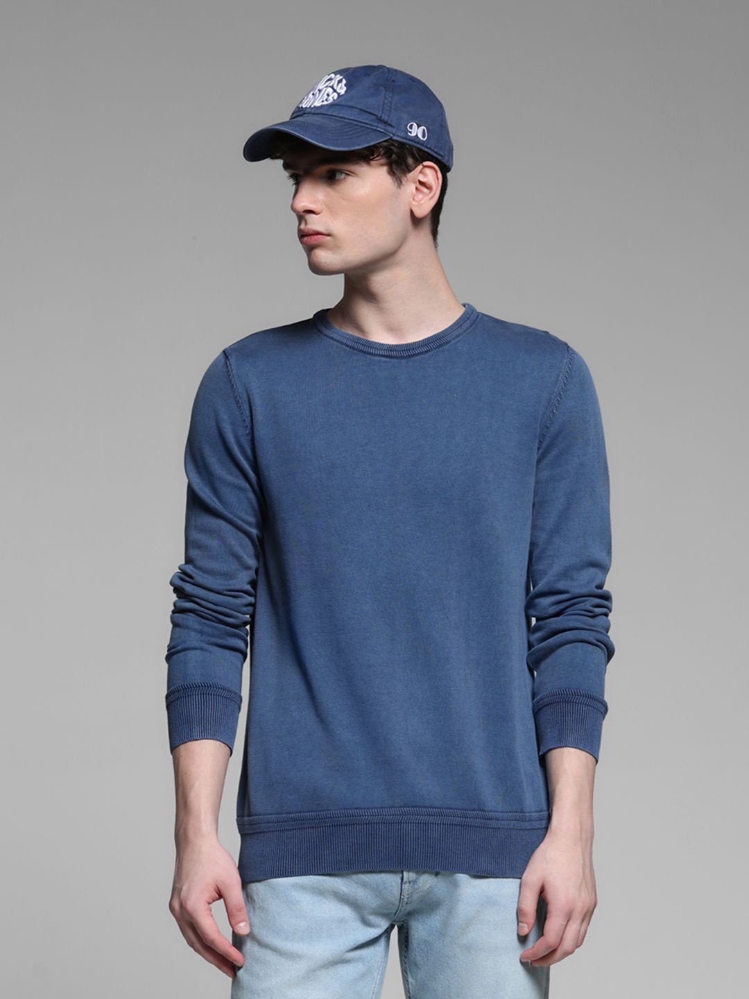 

Jack & Jones Men Cotton Round Neck Pullover, Blue