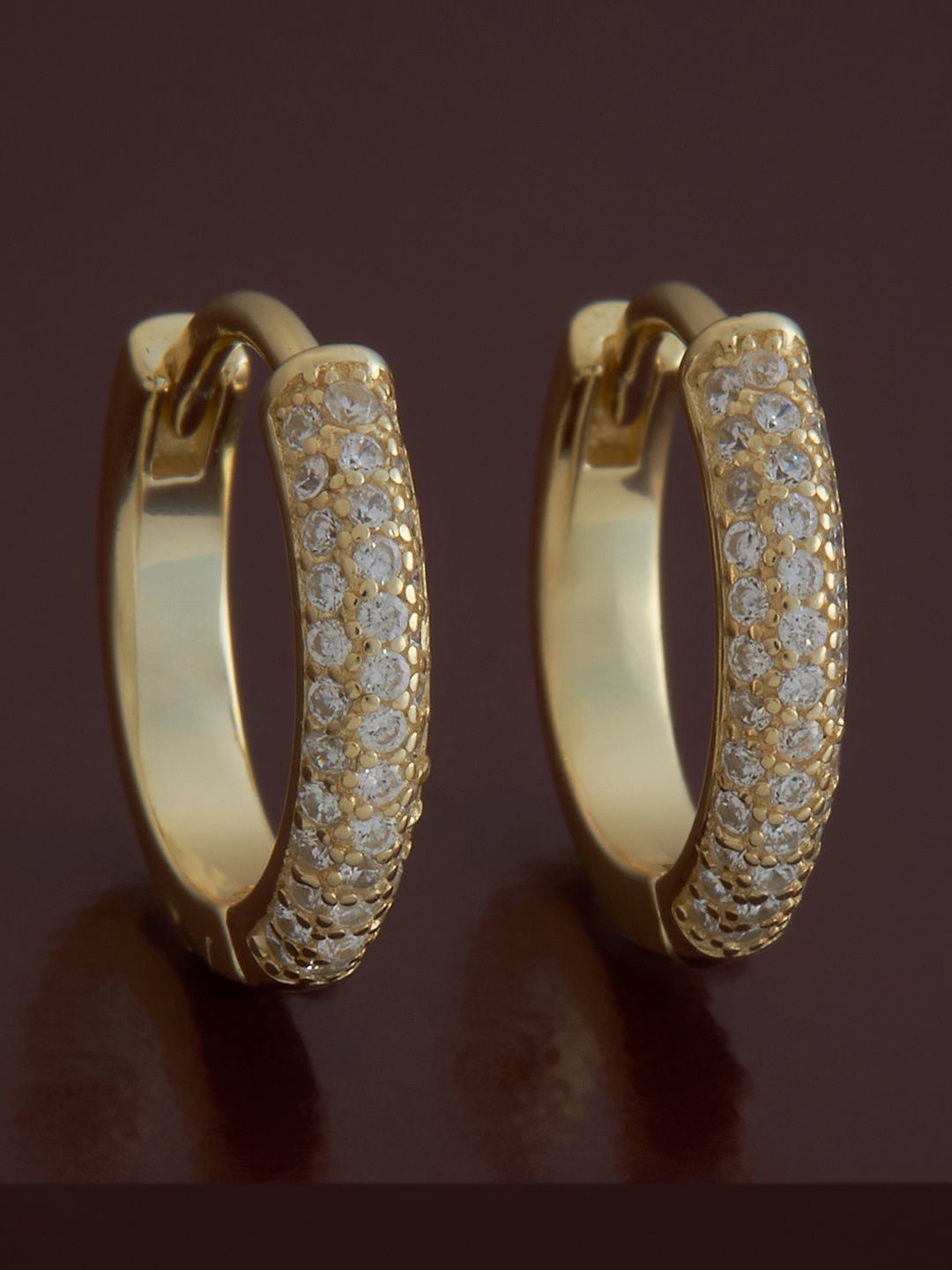 

Kushal's Fashion Jewellery Sterling Silver Zircon Gold-Plated Hoop Earrings