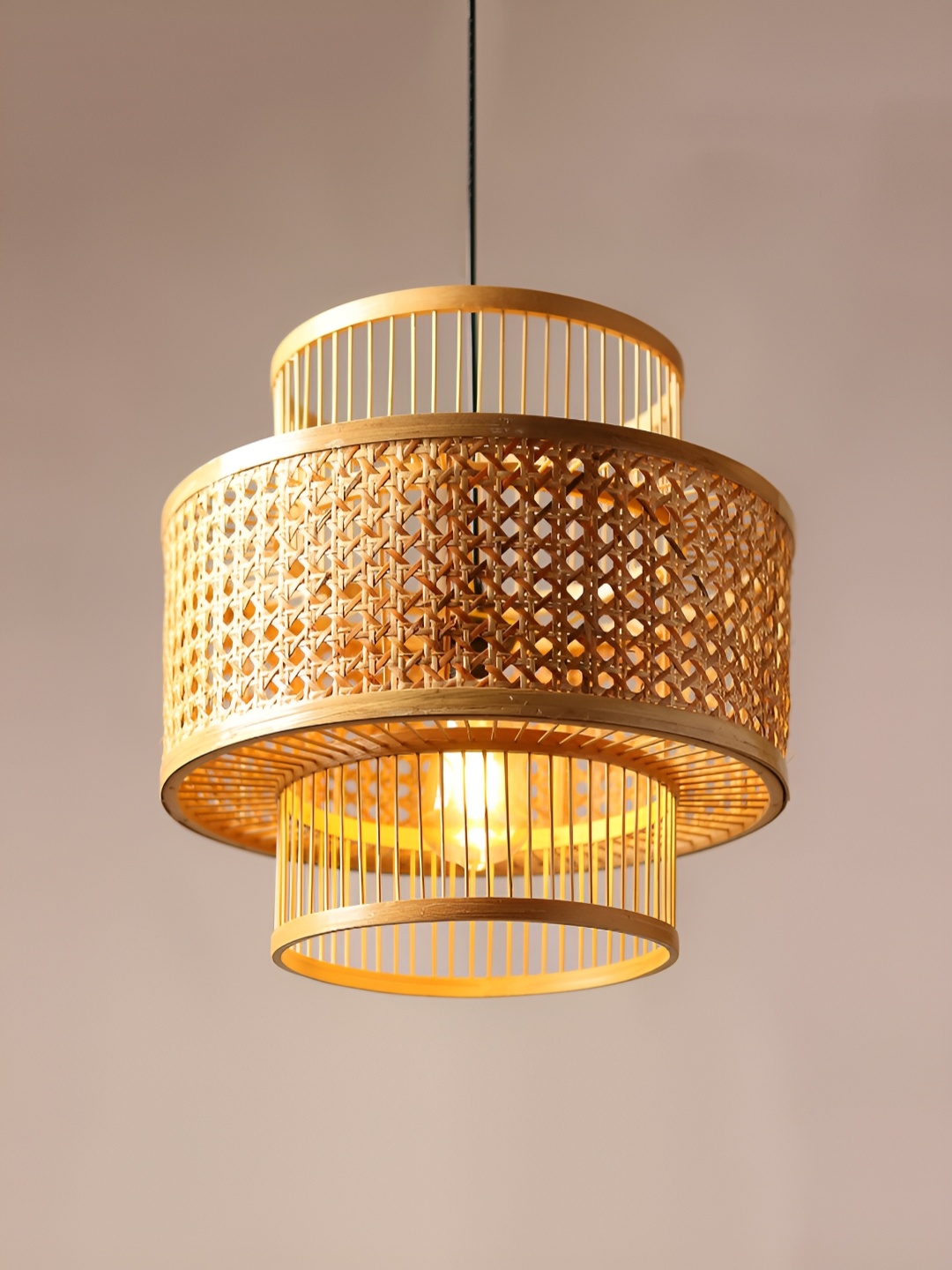 

HABERE INDIA Beige Textured Ceiling Lamp