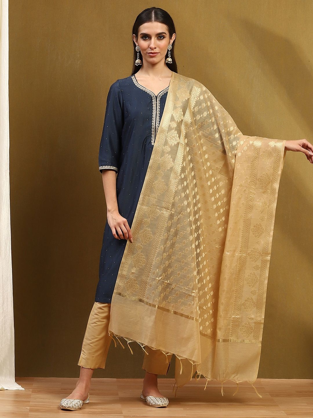 

Biba Ethnic Motifs Woven Design Dupatta, Gold