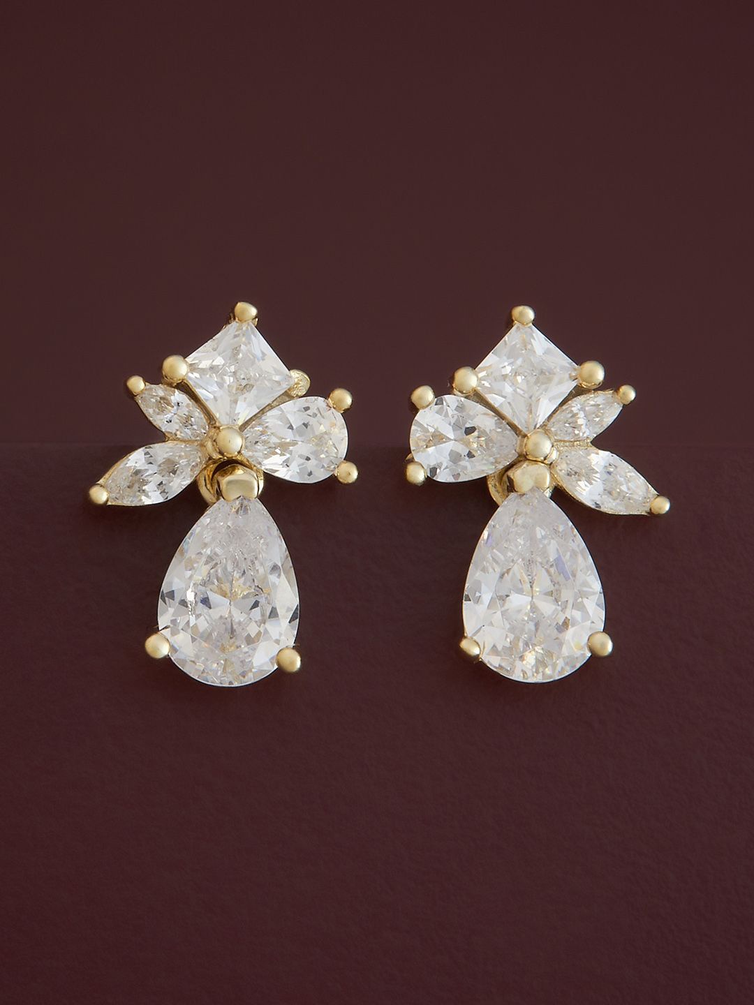 

Kushal's Fashion Jewellery Sterling Silver Zircon Gold-Plated Drop Earrings
