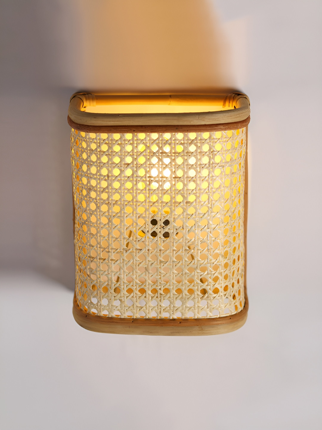 

HABERE INDIA Beige Textured Wood Rectangle Shaped Wall Lamp