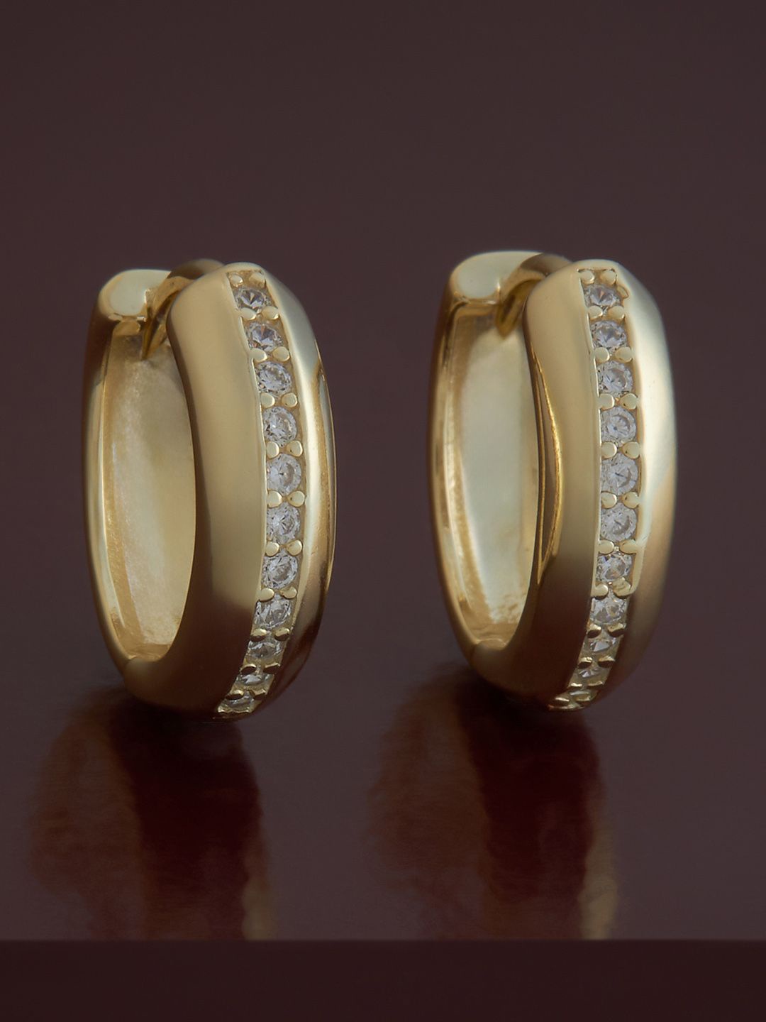 

Kushal's Fashion Jewellery Sterling Silver Zircon Gold-Plated Hoop Earrings