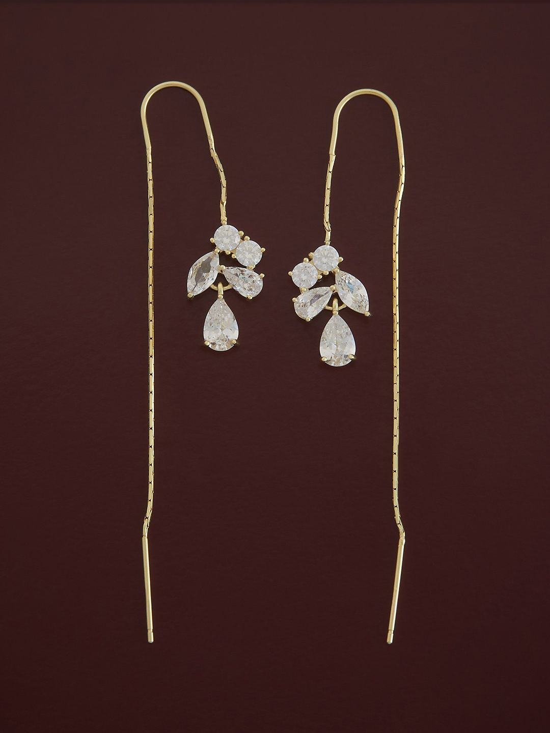 

Kushal's Fashion Jewellery Sterling Silver Zircon Gold-Plated Drop Earrings