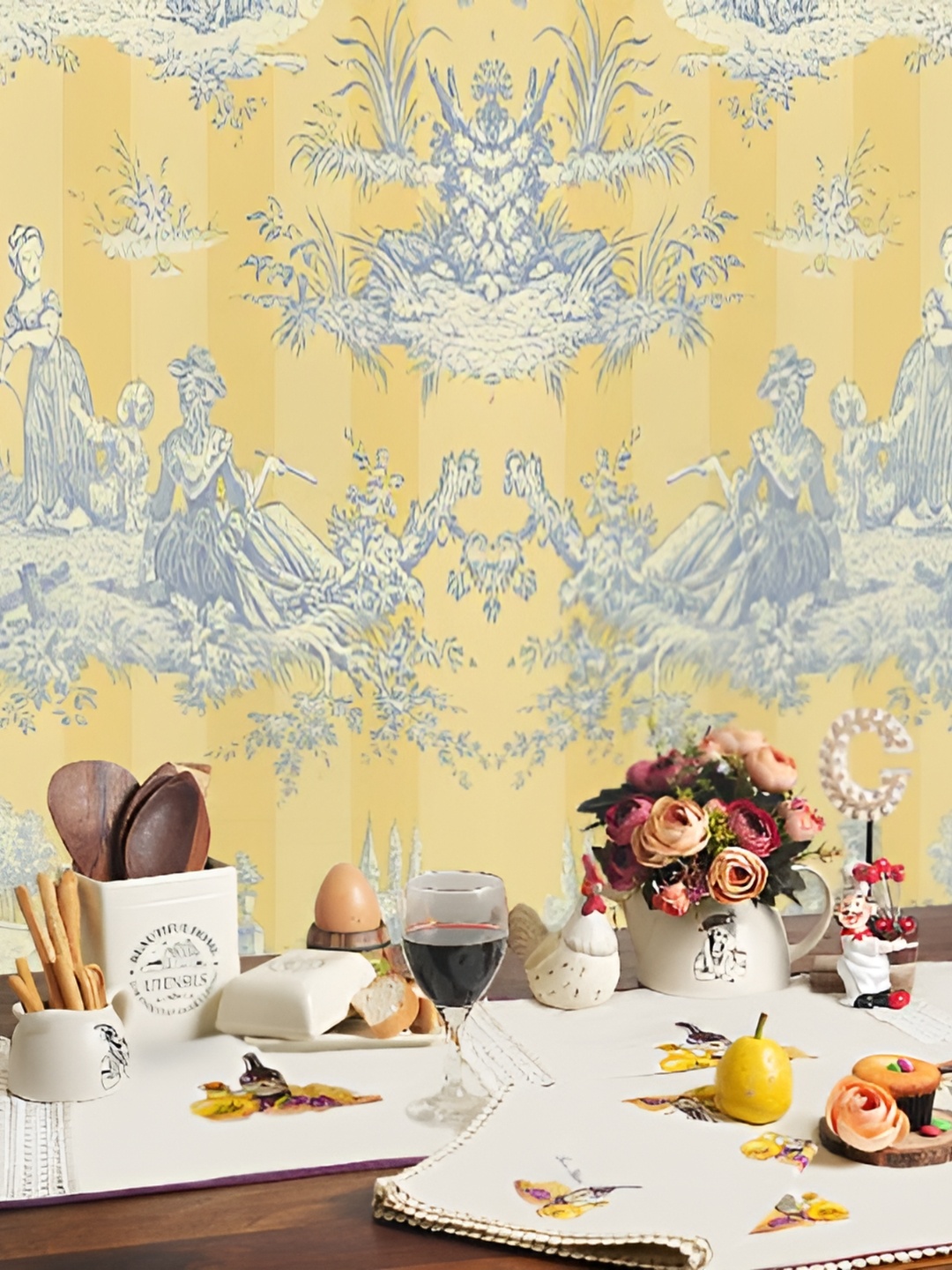 

BAESD Off White & Purple Printed Cotton Table Napkin