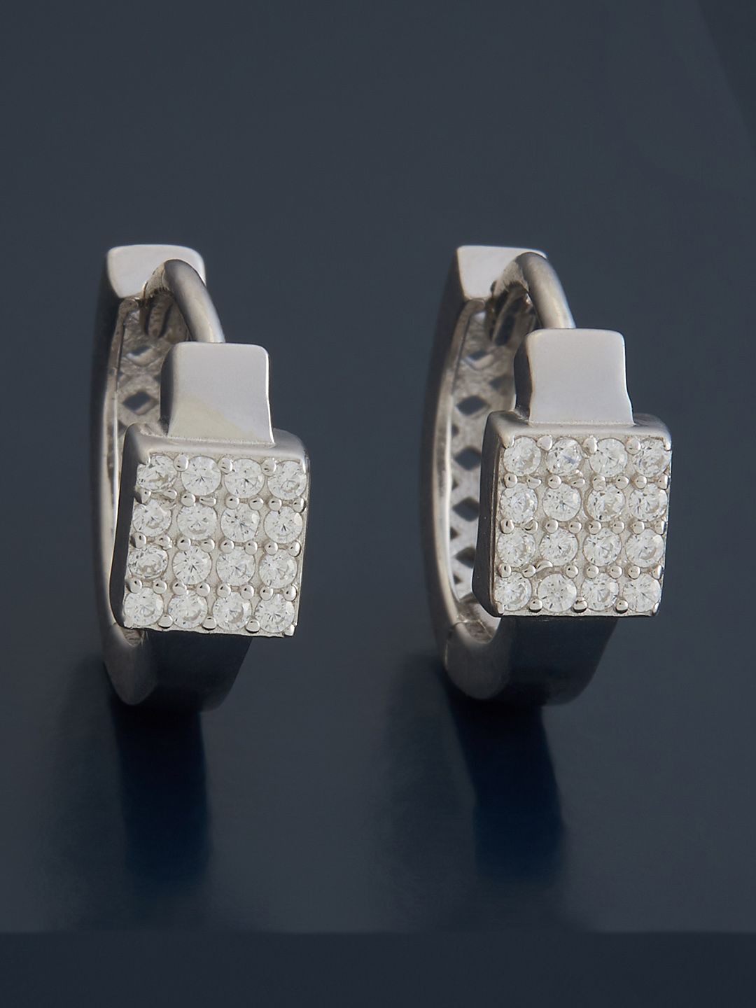 

Kushal's Fashion Jewellery Sterling Silver Zircon Rhodium-Plated Hoop Earrings