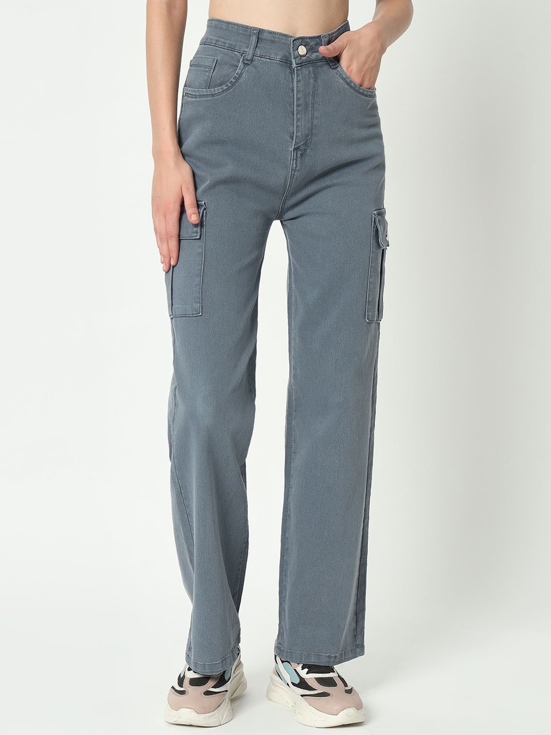 

M MODDY Women Jean Straight Fit High-Rise Stretchable Jeans, Grey