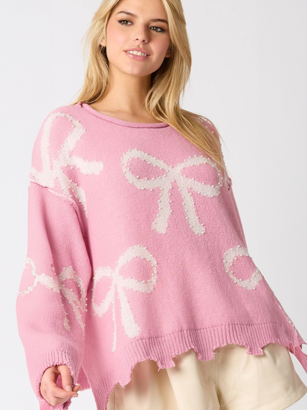 

StyleCast Women Embroidered Asymmetric Pullover, Pink