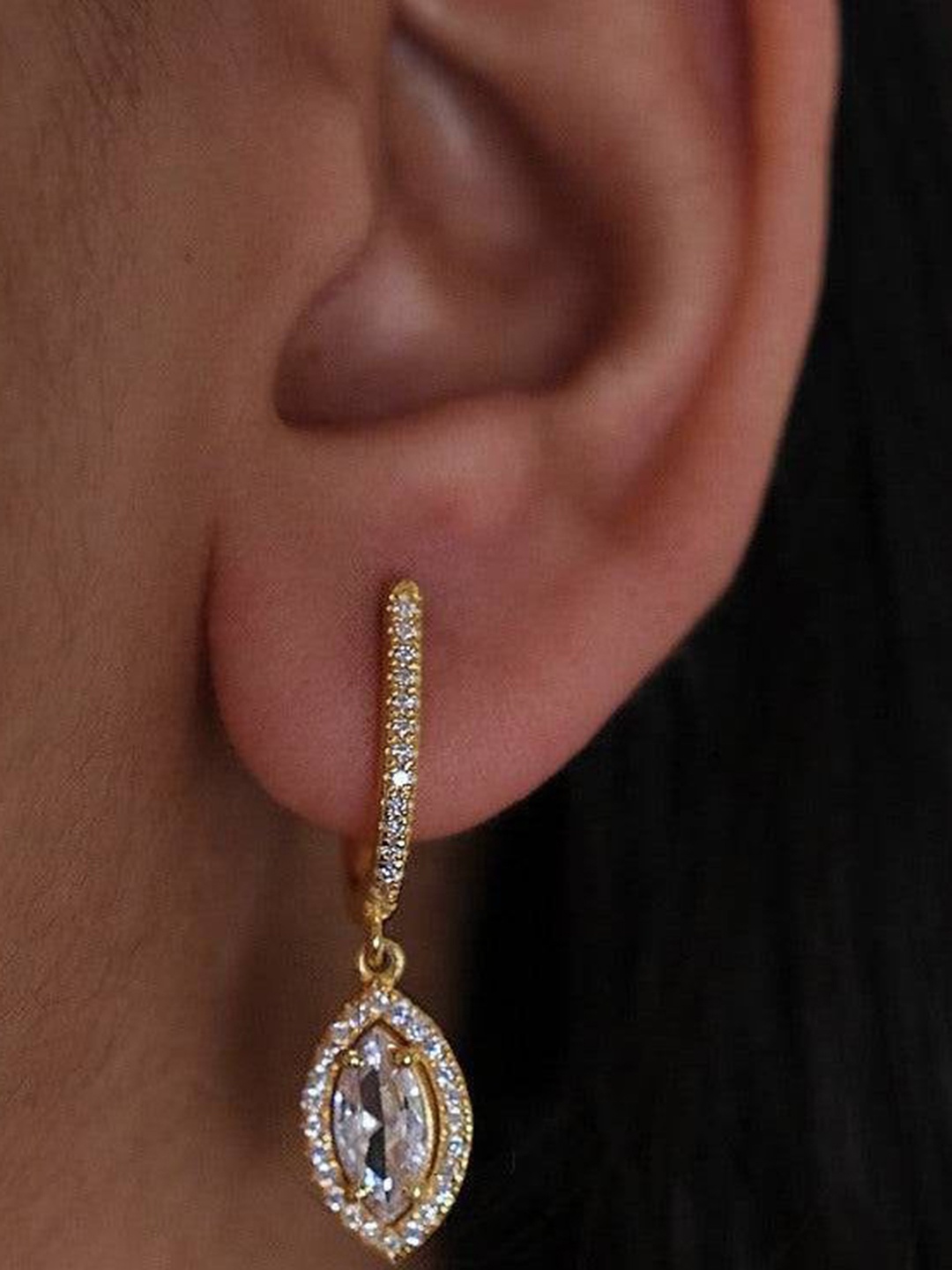

Anushka Jain Jewellery 925 Sterling Silver Gold Plated CZ Studded Classic Drop Earrings
