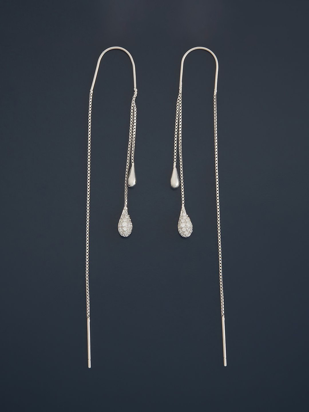 

Kushal's Fashion Jewellery Sterling Silver Zircon Rhodium-Plated Drop Earrings
