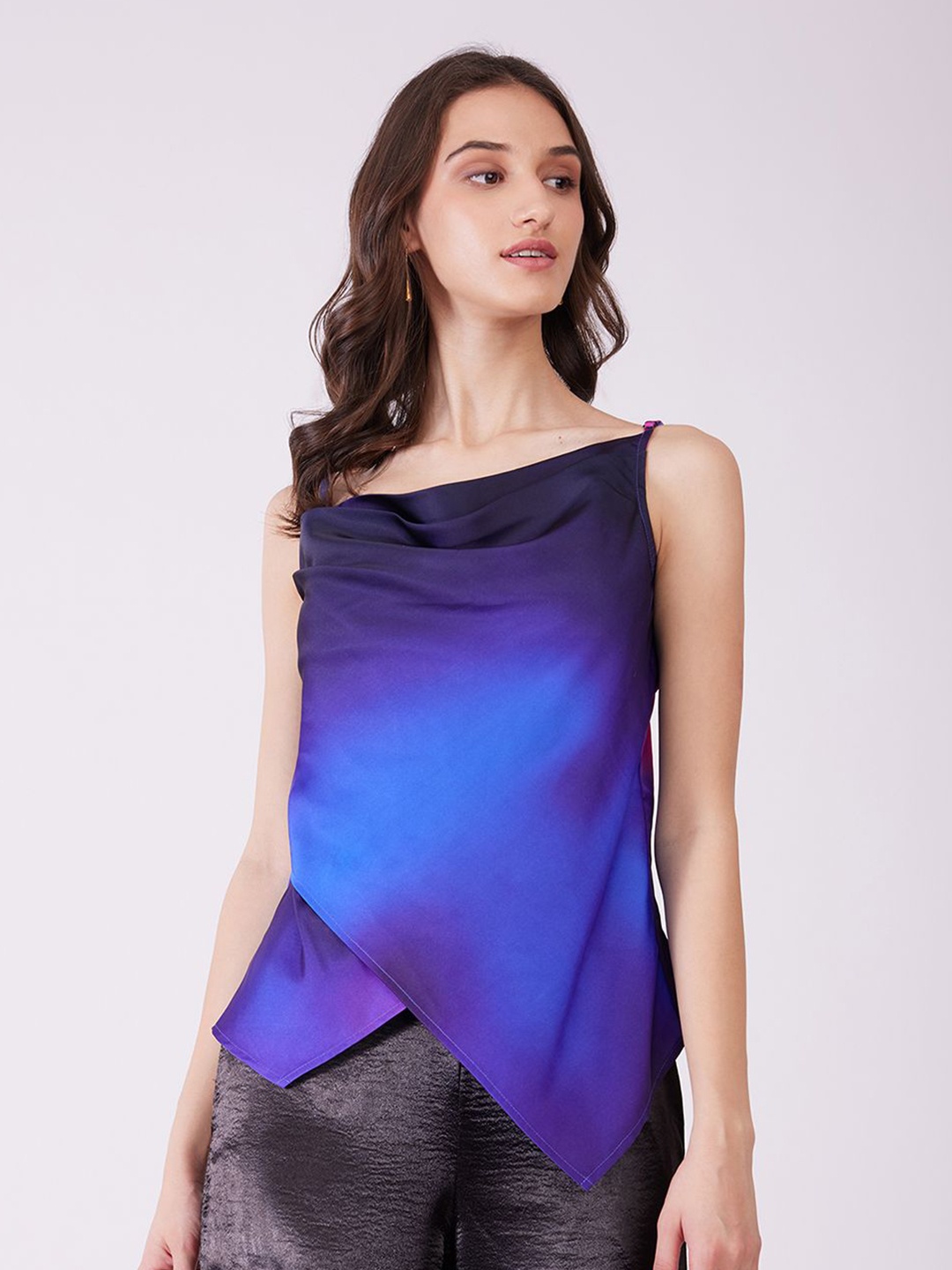 

FableStreet Women Ombre Cowl Neck Top, Blue