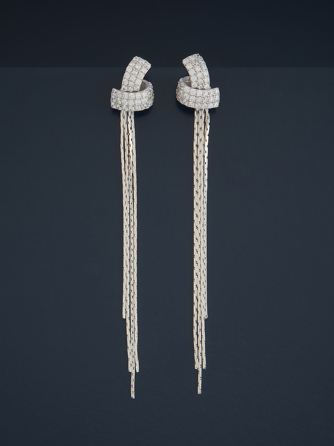 

Kushal's Fashion Jewellery Sterling Silver Zircon Rhodium-Plated Drop Earrings