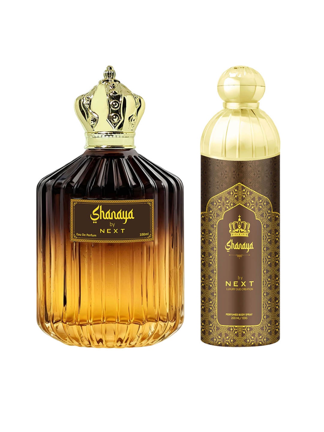 

NEXT CARE Set Of 2 Luxury Shanaya Long Lasting Eau De Parfum & Body Spray - 100ml & 200ml, Brown