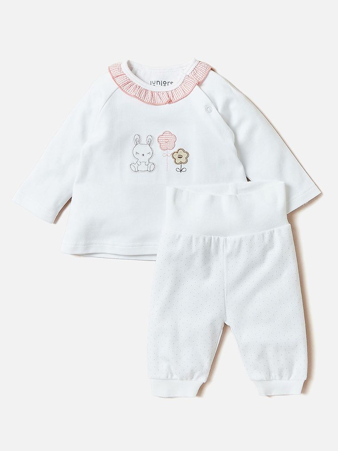 

Juniors by Babyshop Infant Girls Printed Cotton Night Suits, White