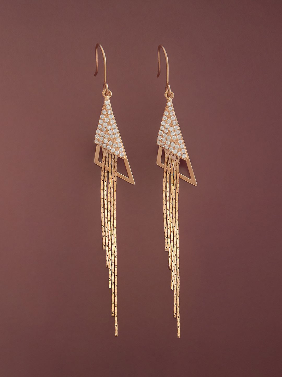 

Kushal's Fashion Jewellery Sterling Silver Zircon Rose Gold-Plated Drop Earrings