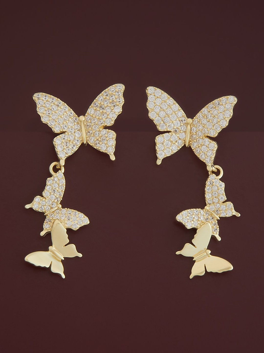 

Kushal's Fashion Jewellery Sterling Silver Zircon Gold-Plated Drop Earrings