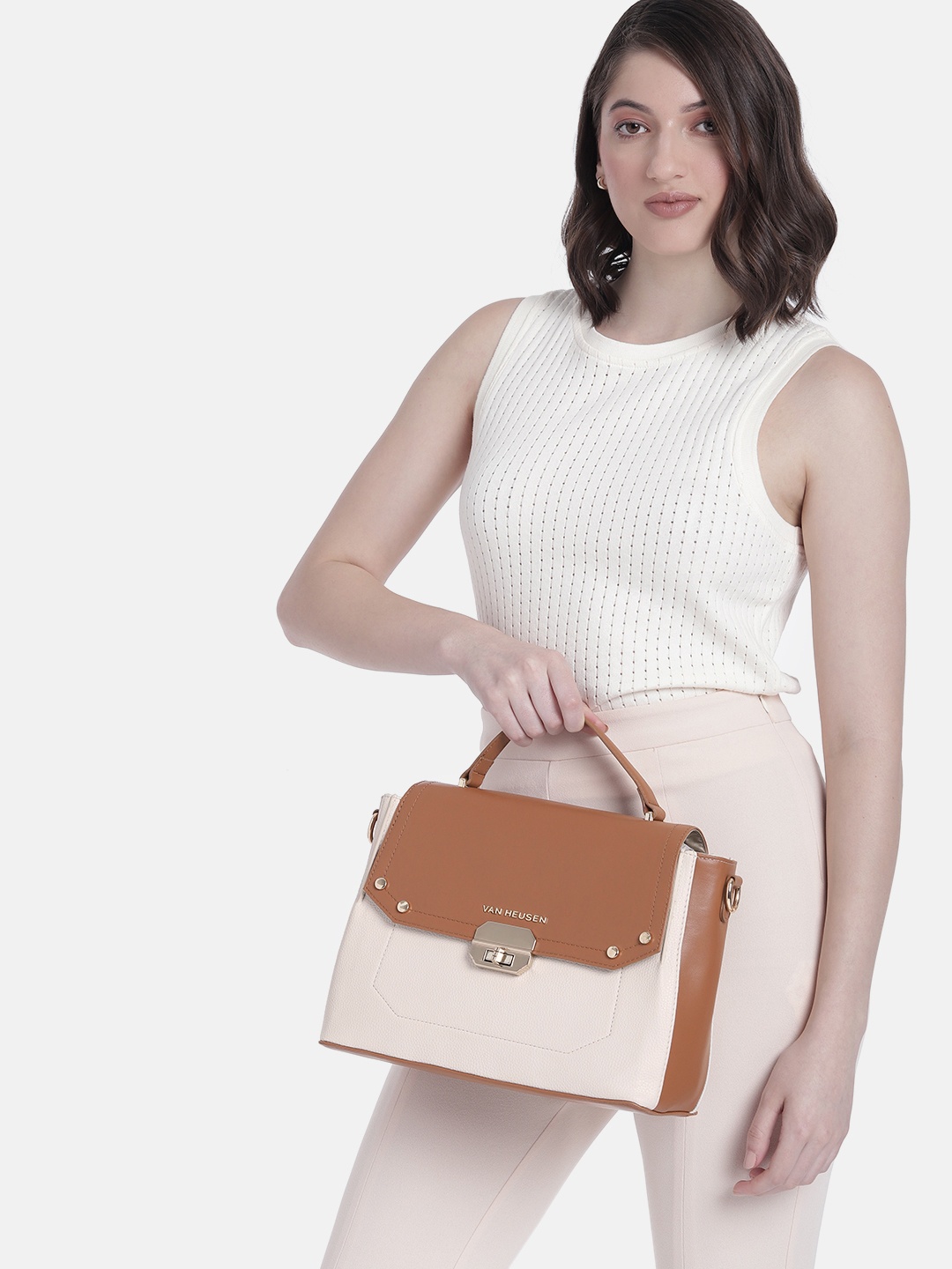 

Van Heusen Colourblocked Satchel, Brown