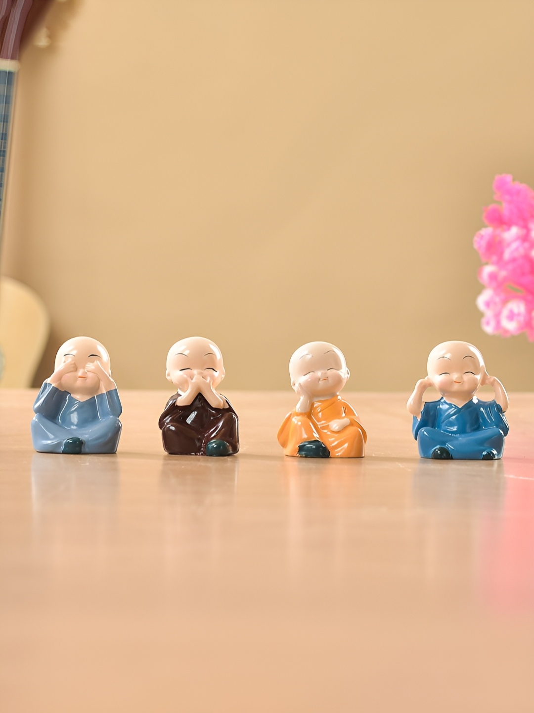 

TAYHAA Nude Coloured & Blue 4 Pieces Buddha Idol Showpieces