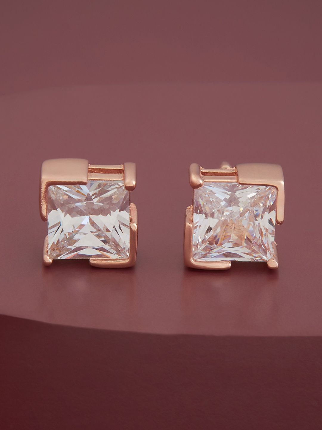

Kushal's Fashion Jewellery Sterling Silver Zircon Rose Gold-Plated Studs