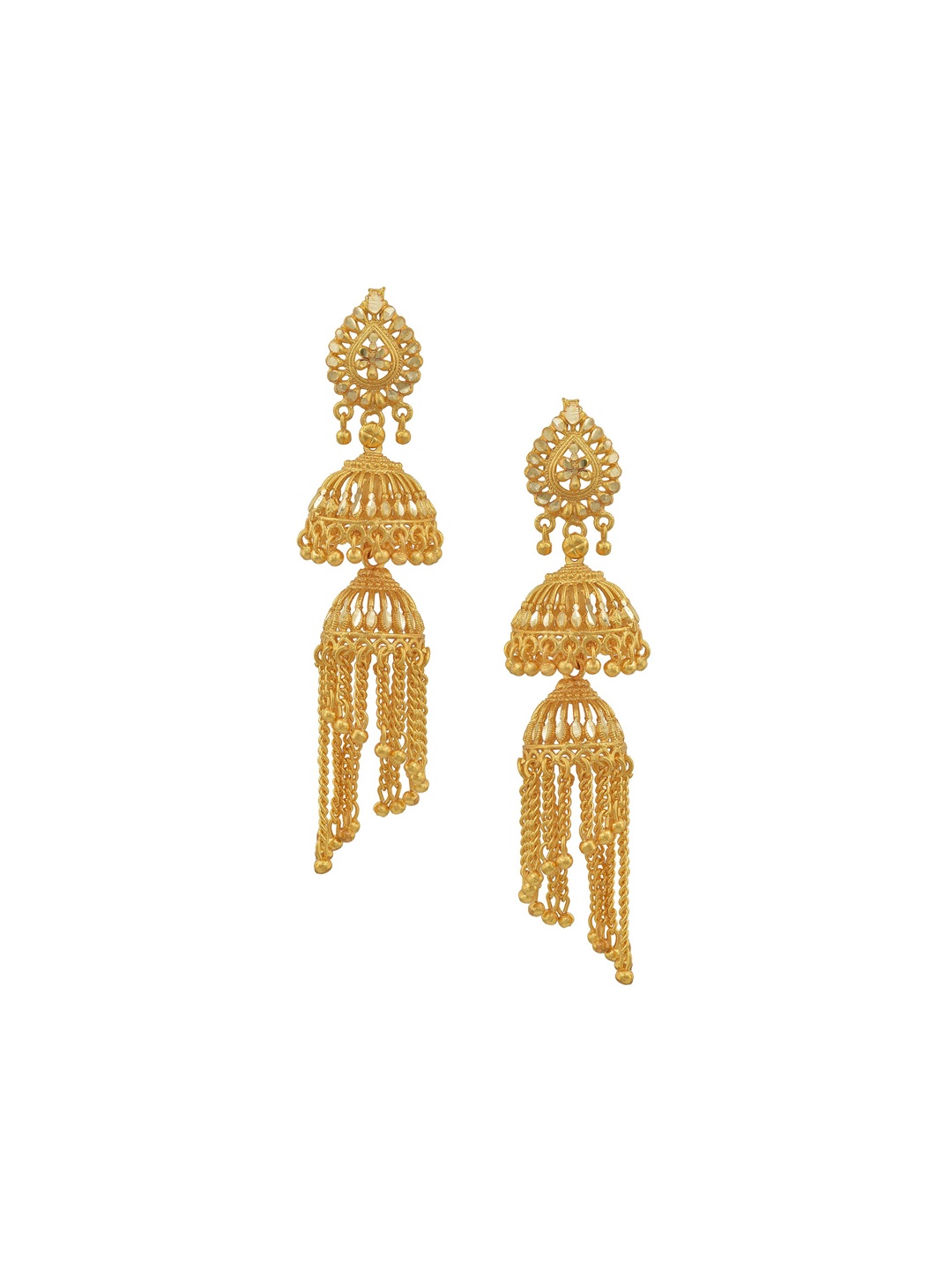 

MEMOIR Gold Plated Amethyst Studded Dome Shaped Jhumkas