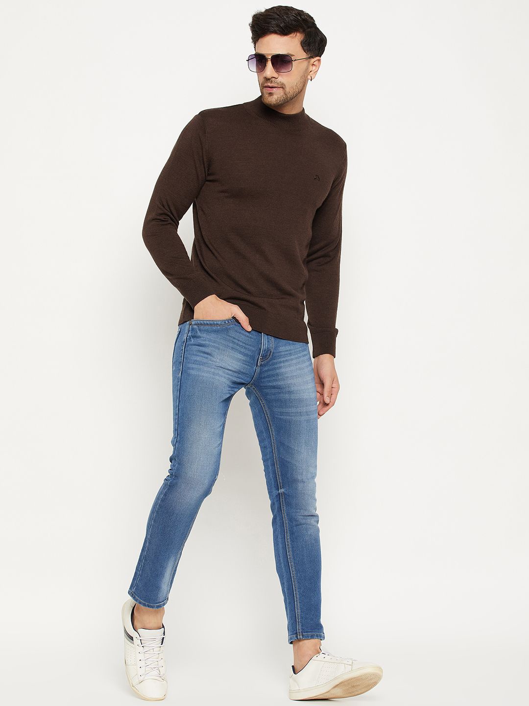 

98 Degree North Men Woollen Turtle Neck Pullover Sweater, Brown