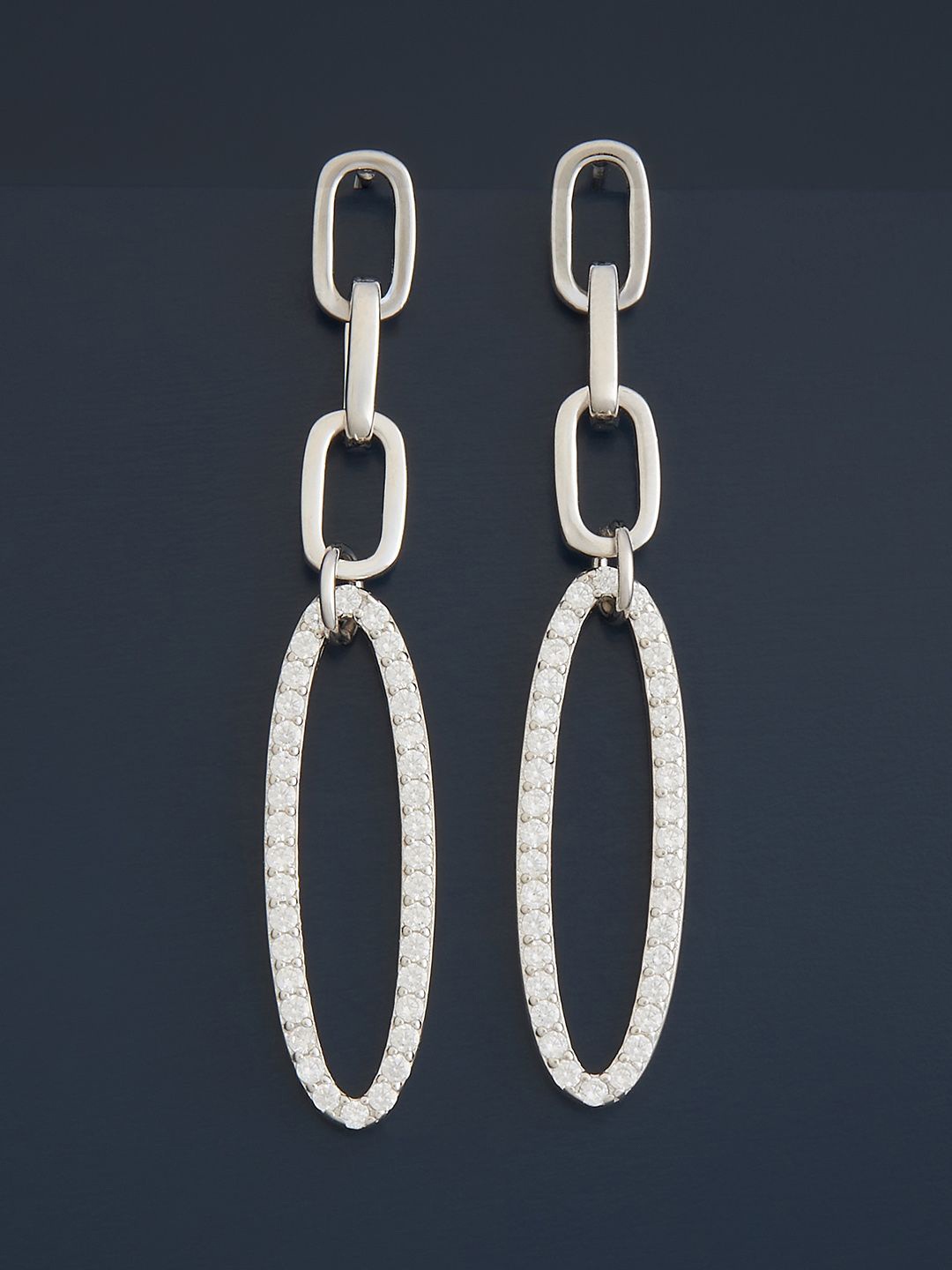 

Kushal's Fashion Jewellery Sterling Silver Zircon Rhodium-Plated Drop Earrings