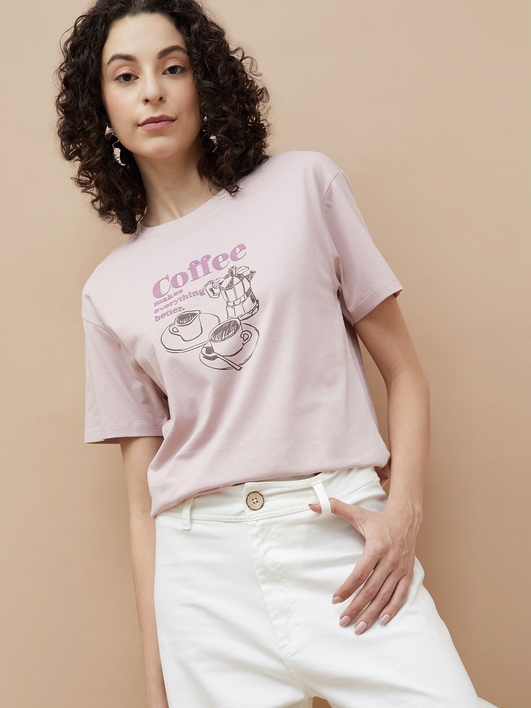 

Fame Forever by Lifestyle Printed Pure Cotton T-shirt, Pink