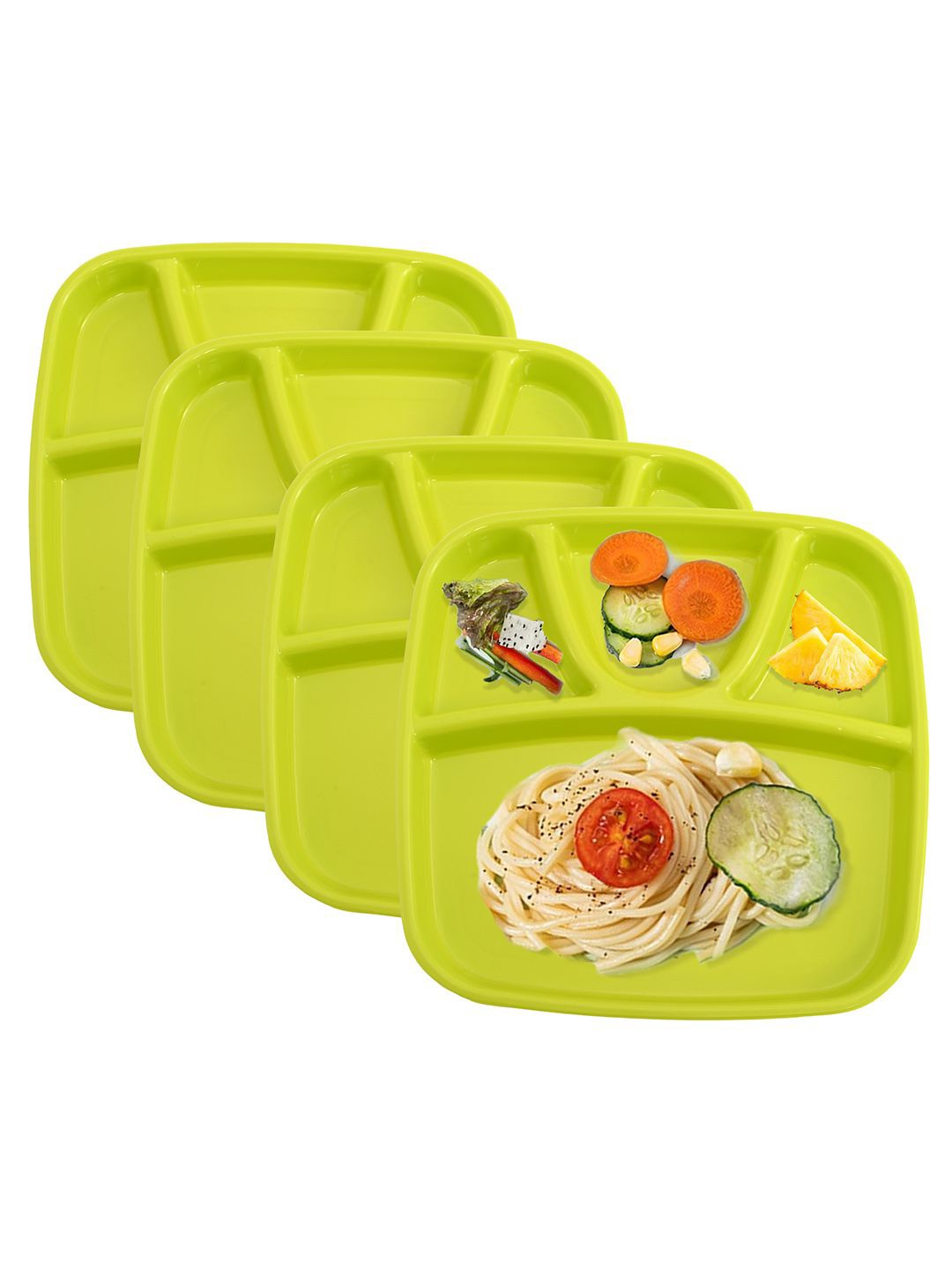 

Kuber Industries Green 4 Pieces 4 Sections Microwave Safe Plates