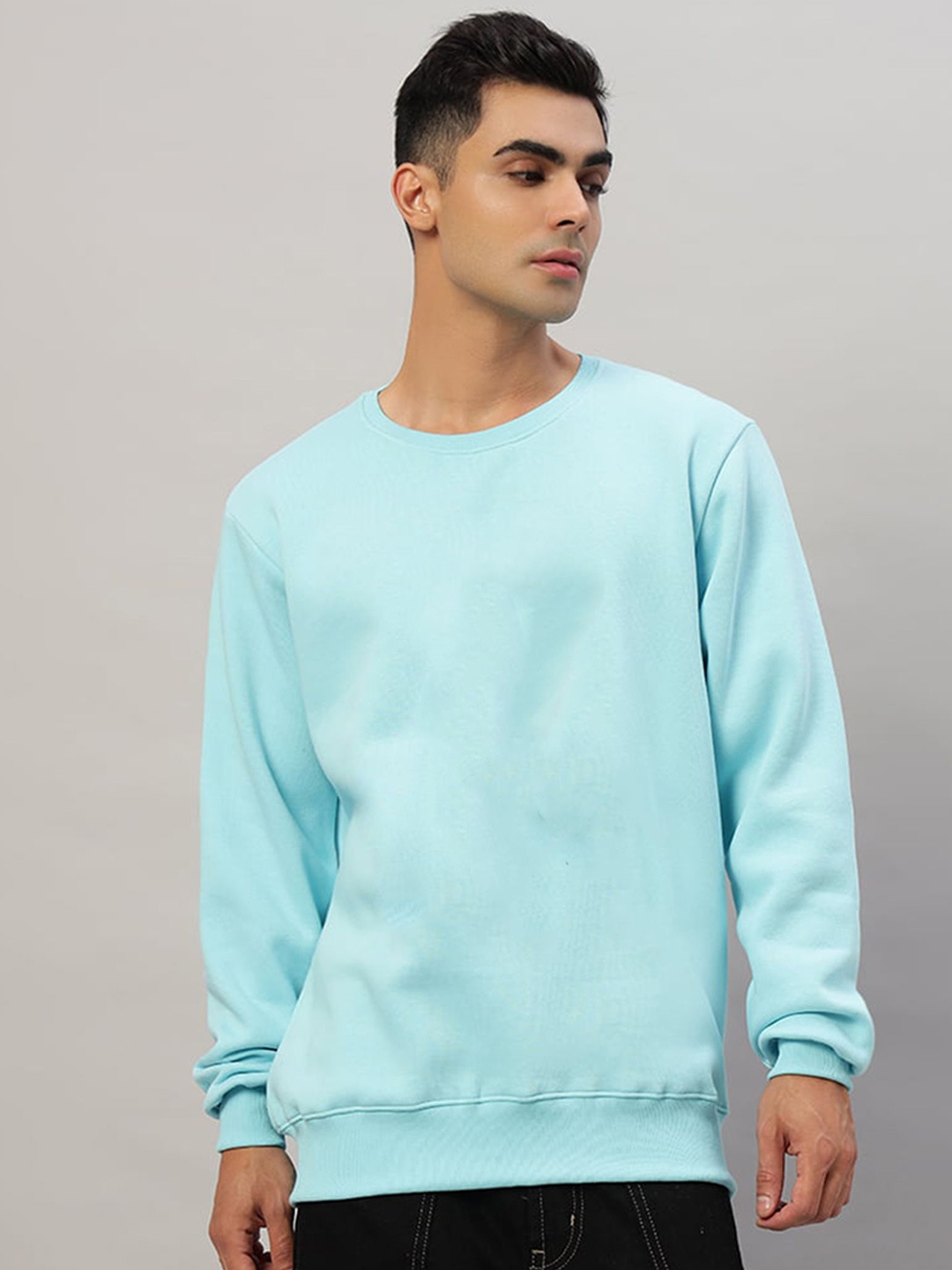 

Juxar Men Round Neck Cotton Pullover Sweatshirt, Turquoise blue