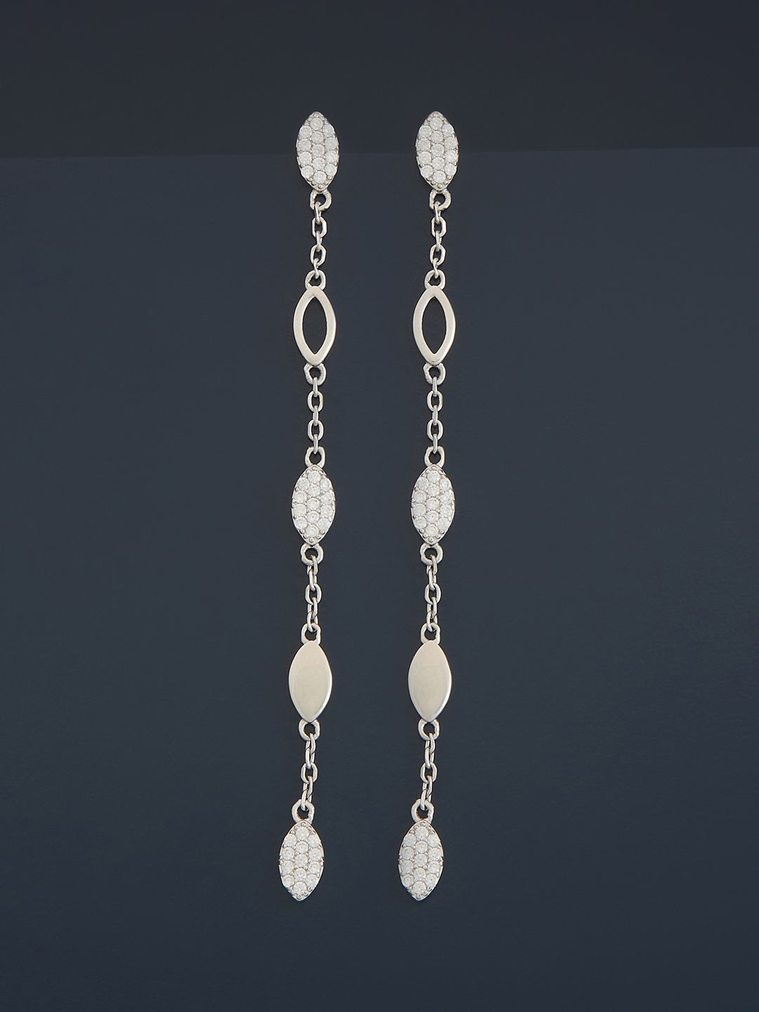 

Kushal's Fashion Jewellery Sterling Silver Zircon Rhodium-Plated Drop Earrings, White