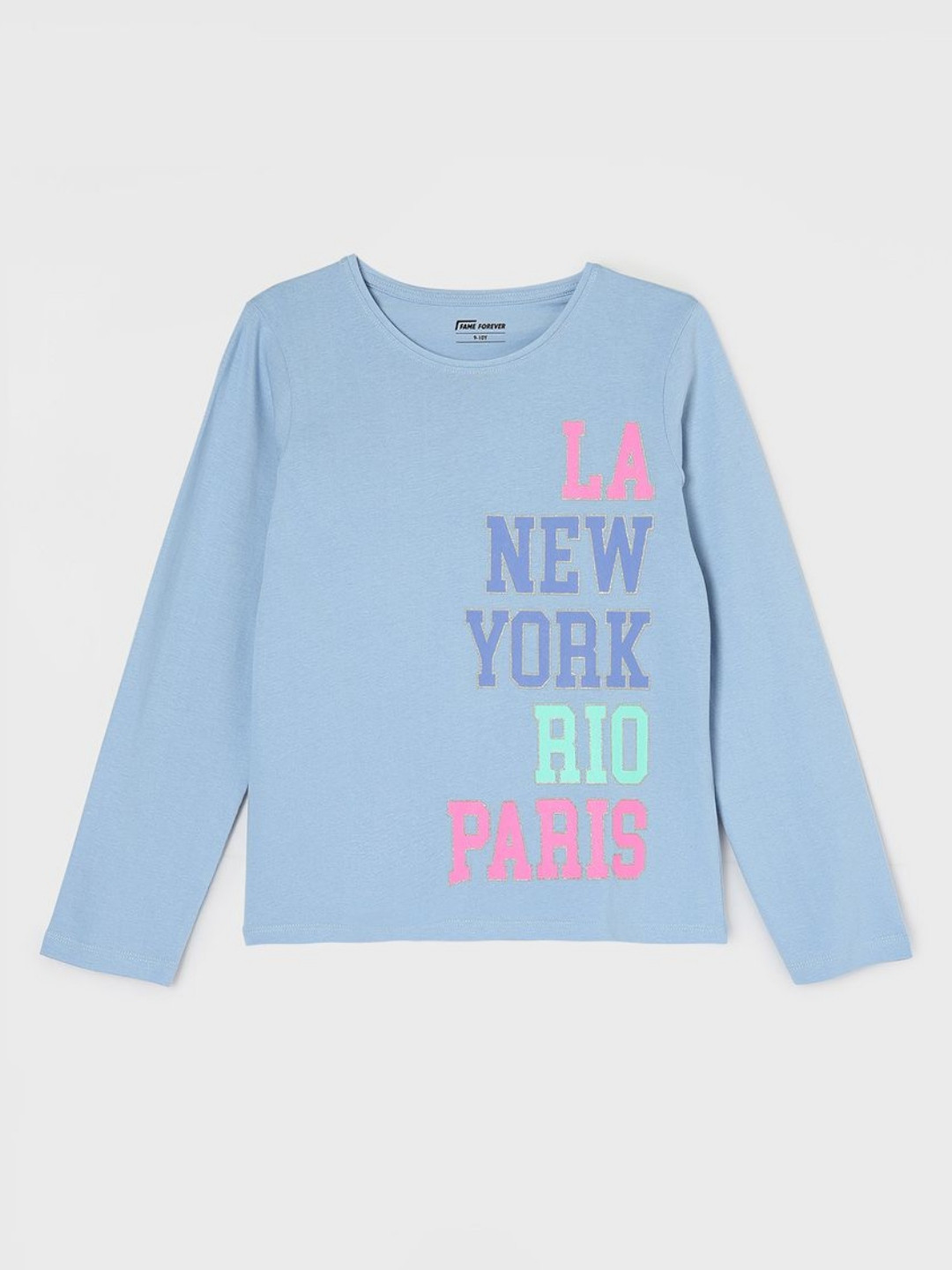 

Fame Forever by Lifestyle Girls Typography Printed T-shirt, Blue