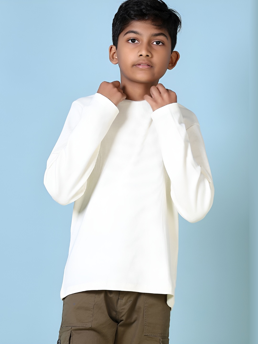 

V-Mart Boys Solid Waffle Knit T-Shirt, Off white