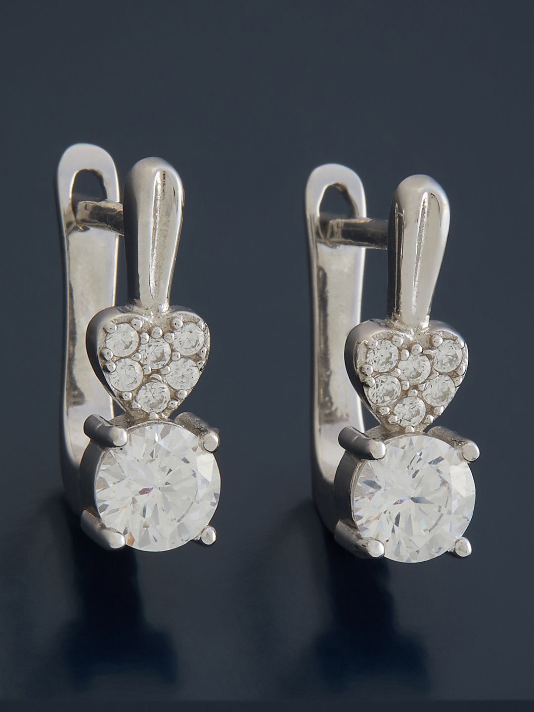 

Kushal's Fashion Jewellery Sterling Silver Zircon Rhodium-Plated Hoop Earrings