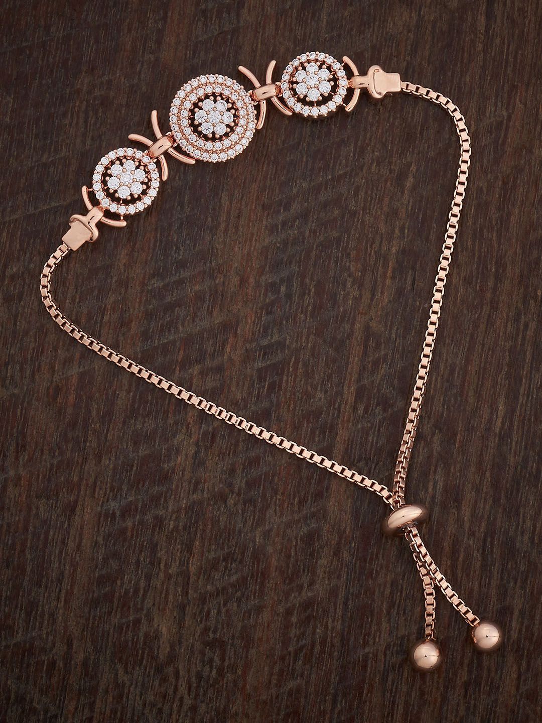 

Kushal's Fashion Jewellery Rose Gold-Plated CZ-Stone Studded Wraparound Bracelet
