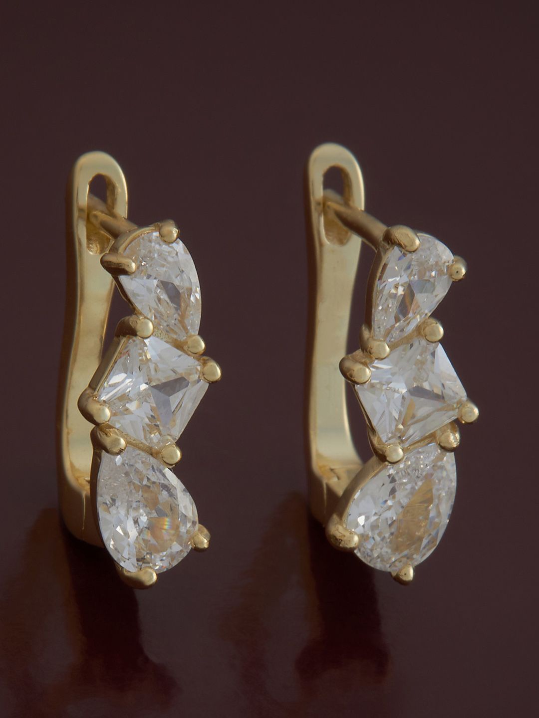 

Kushal's Fashion Jewellery Sterling Silver Zircon Gold-Plated Hoop Earrings