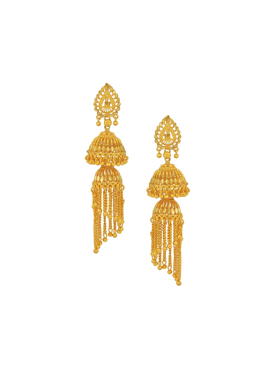 

MEMOIR Gold-Plated Kundan Studded Dome Shaped Jhumkas