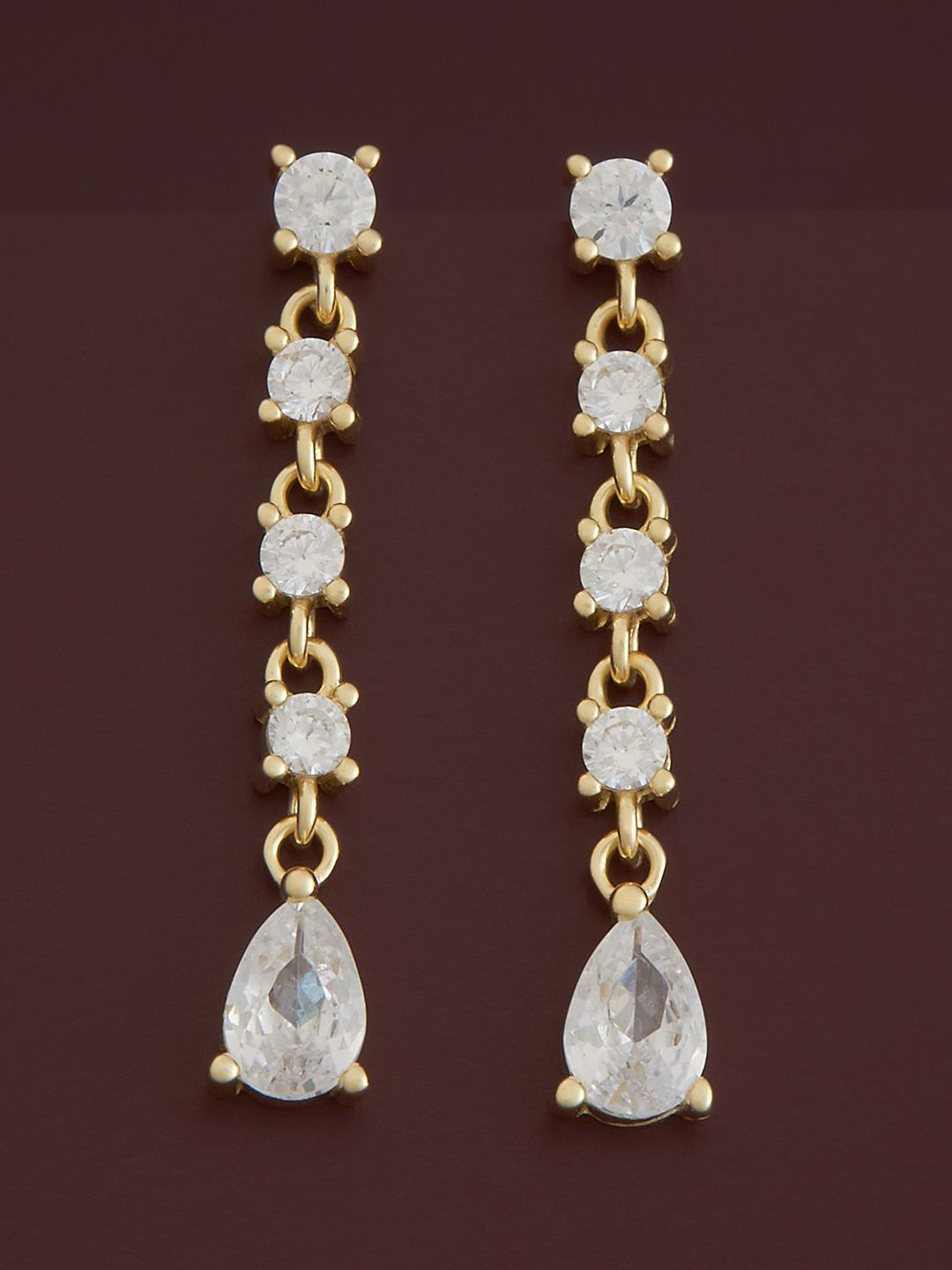 

Kushal's Fashion Jewellery Sterling Silver Zircon Gold-Plated Drop Earrings