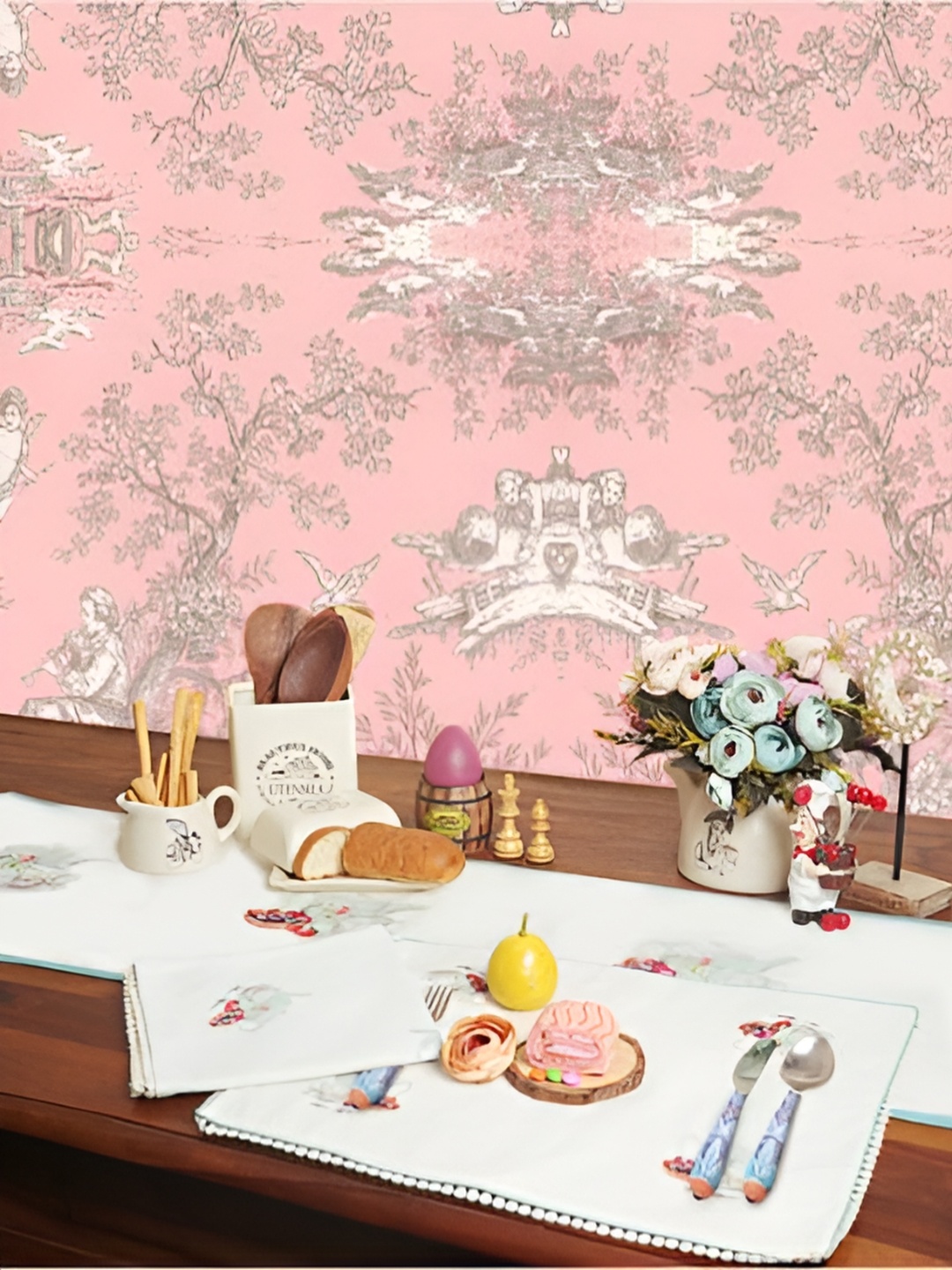 

BAESD Off White & Blue Printed Cotton Table Napkin