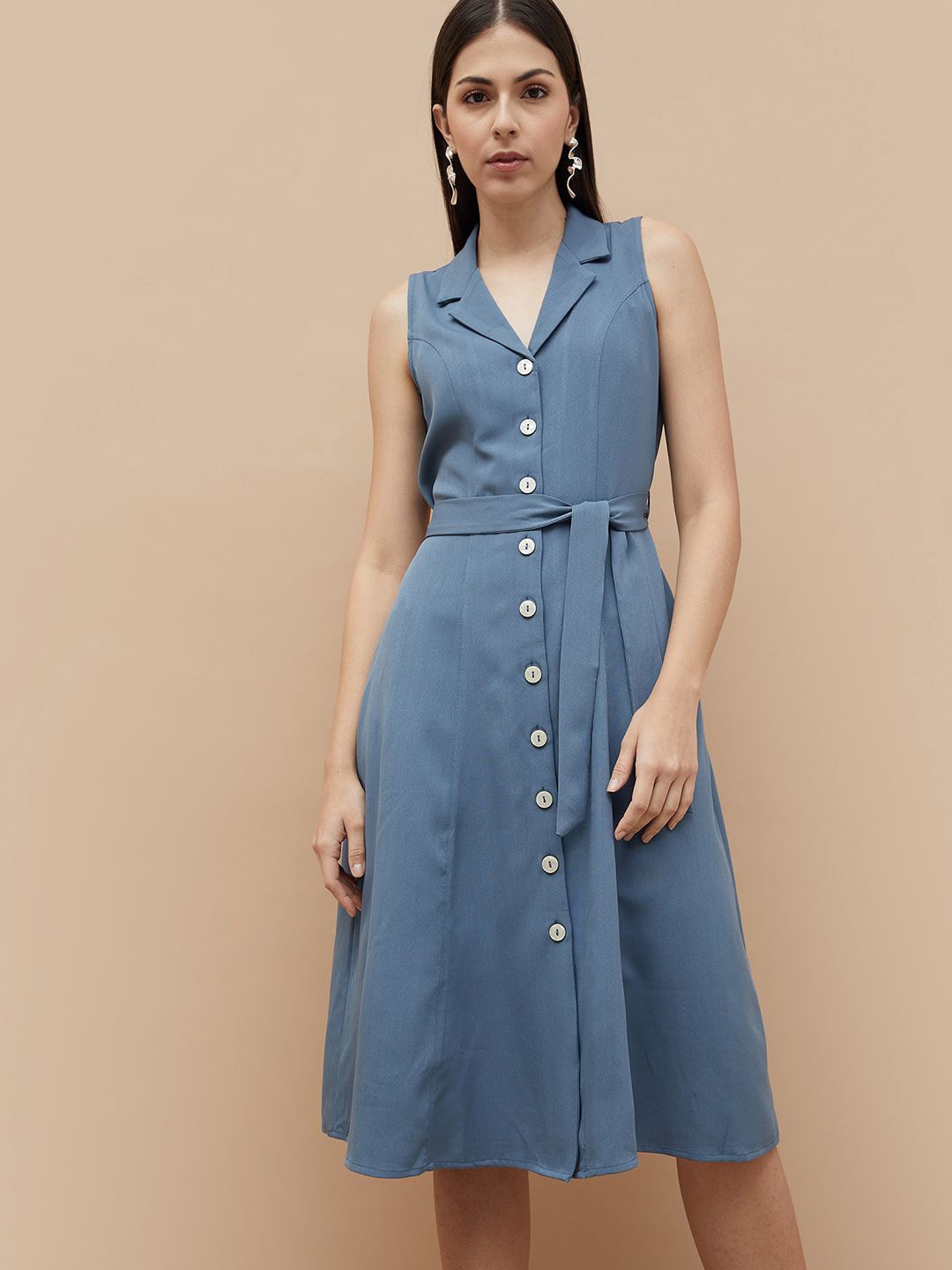 

CODE by Lifestyle Women Shirt Collar Sleeveless Shirt Dress, Blue