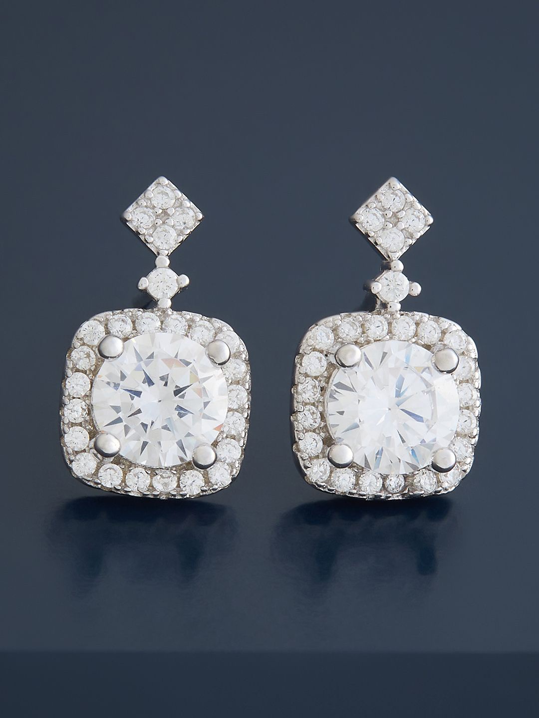 

Kushal's Fashion Jewellery Sterling Silver Zircon Rhodium-Plated Studs