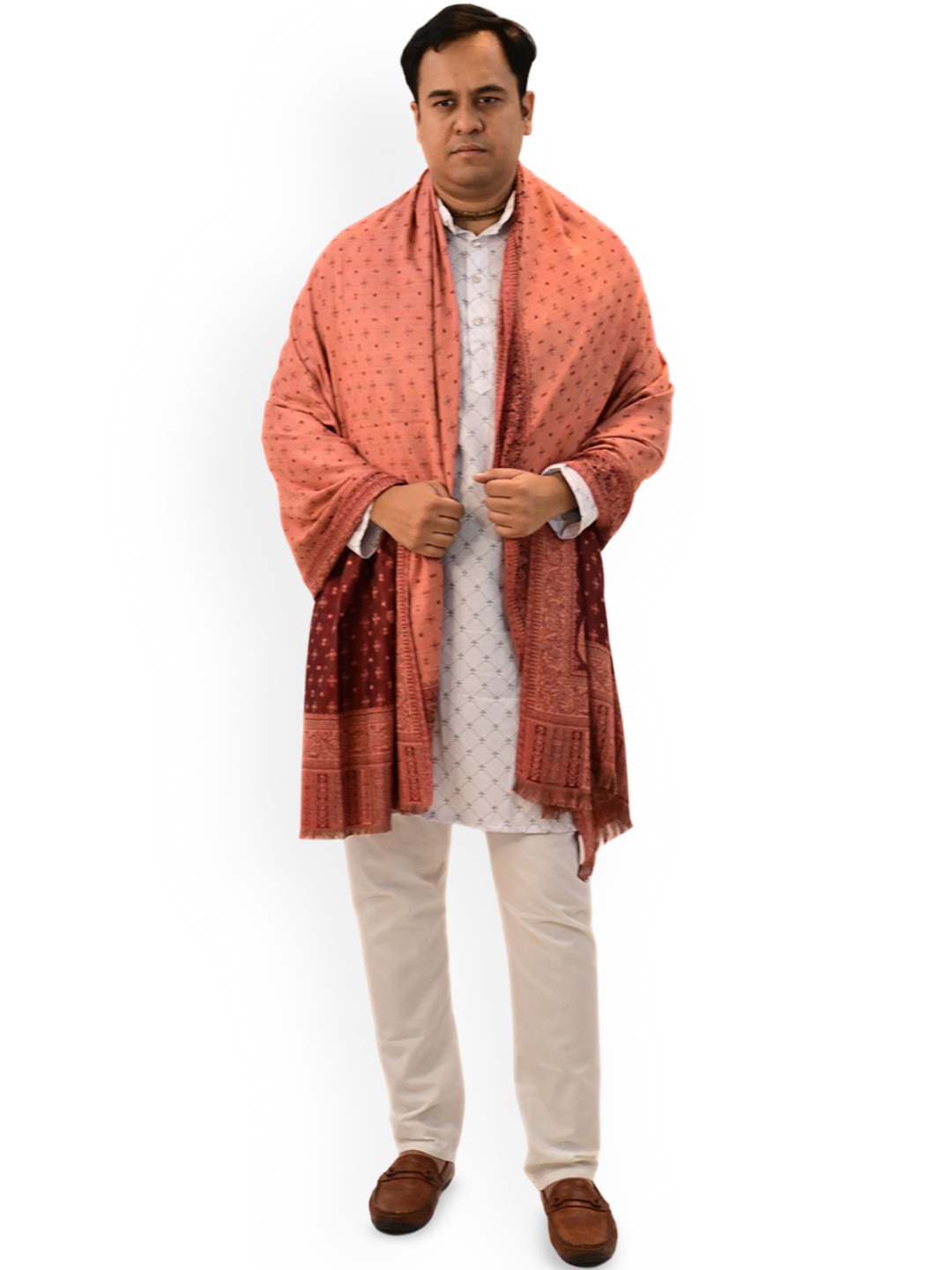 

Vrinde Men Paisley Printed Shawl, Pink